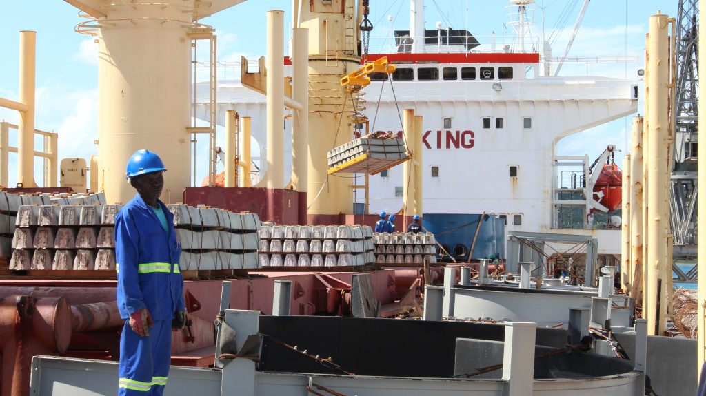 Colossal Concrete Product’s concrete railway sleepers being transported as break bulk by ship