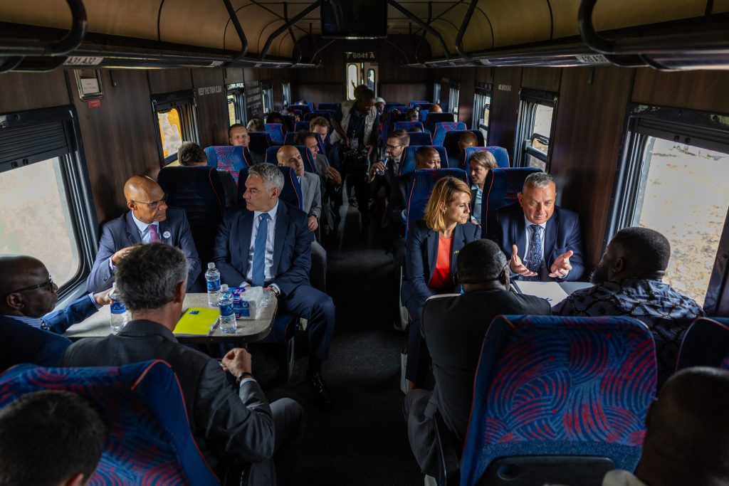 European Union and Zambian officials touring the railway line in Lusaka. Photo: European Union in Zambia